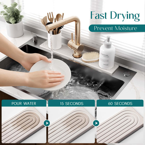 Eormoe sink protector mat on countertop prevents moisture mess.