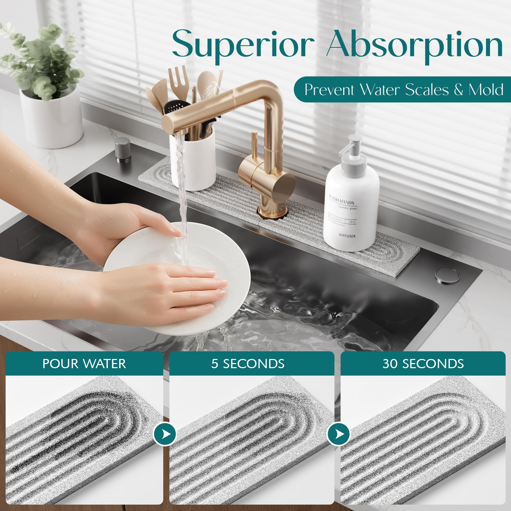 Eormoe diatomite mat highlights its porous structure that dries fast.