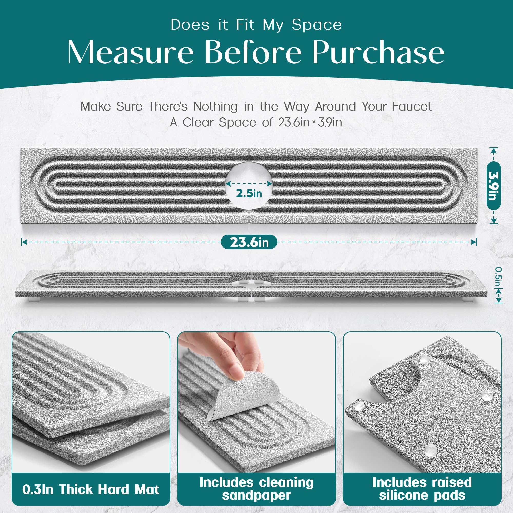 Eormoe faucet mat drying action reduces moisture buildup around the sink.