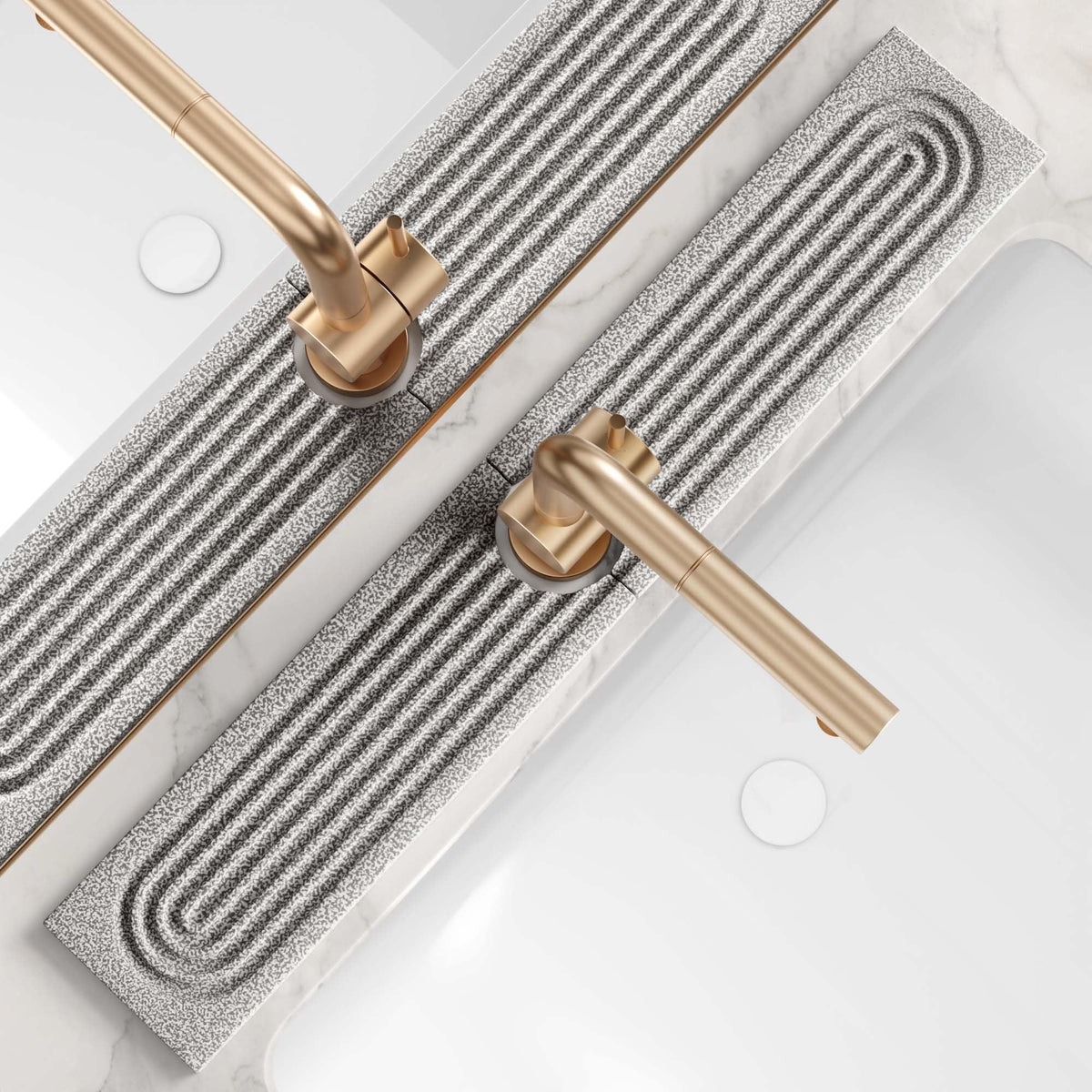 Eormoe stone faucet mat front view showing fast absorption and counter protection.