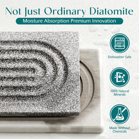 Eormoe stone faucet mat on counter captures splashes quickly, keeping surfaces dry.