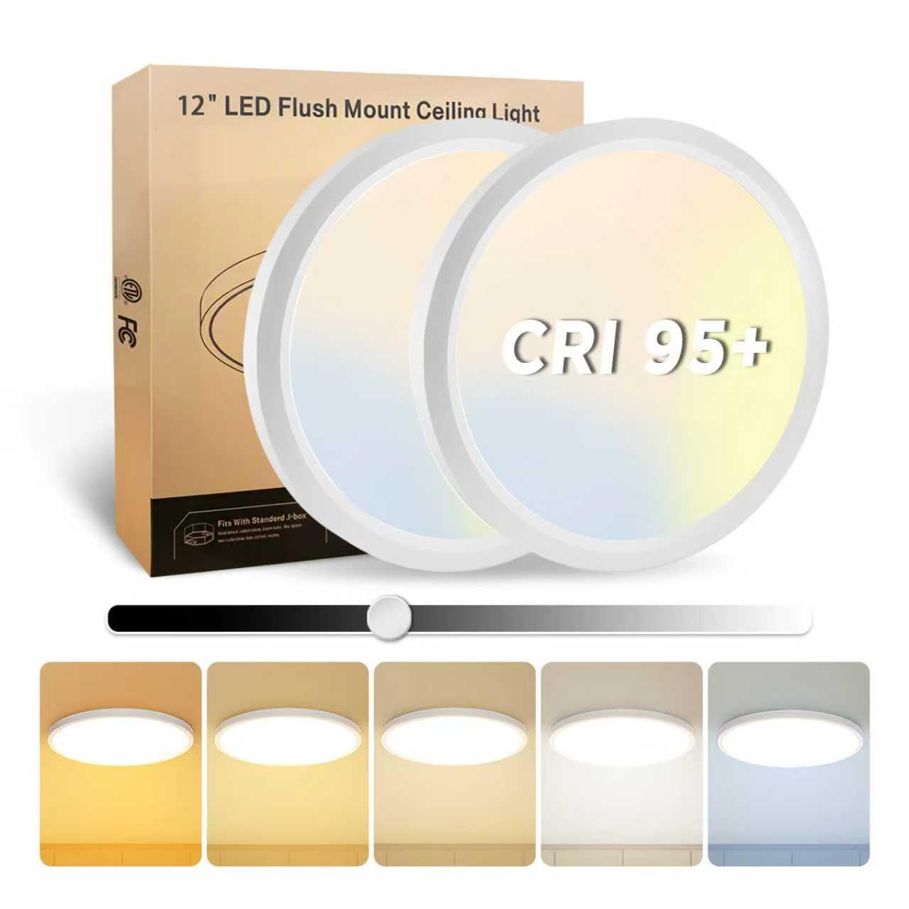 EOSMILE 2-pack 12-inch LED flush mount ceiling light in white for bright hallways