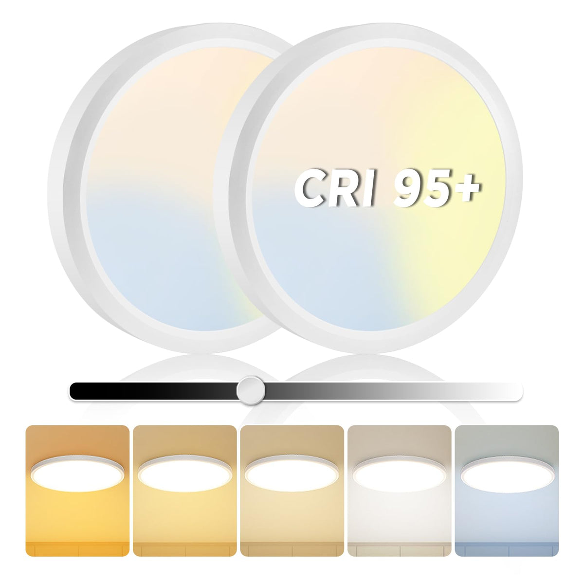 EOSMILE 2Pack LED flush mount light, front view, energy-efficient brightness for hallways