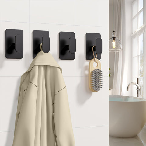 Eowihor square-design adhesive hook prevents scratches while hanging coats.