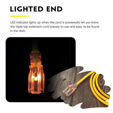 EP 25 ft heavy-duty yellow extension cord for rugged outdoor use.