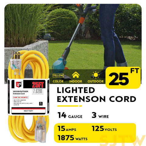 EP 25 ft triple-outlet end with LED indicator for versatile outdoor power.