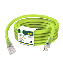 EP 25 ft lighted outdoor extension cord with LED end indicator for easy visibility outdoors