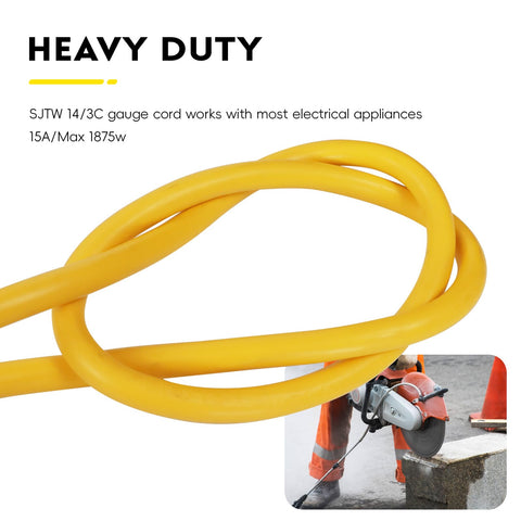 EP 25 ft extension cord suitable for lawn mower and pressure washer tasks.