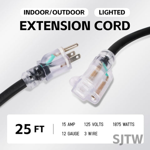 EP 25 ft extension cord heavy-duty SJTW for reliable power during tough outdoor tasks.