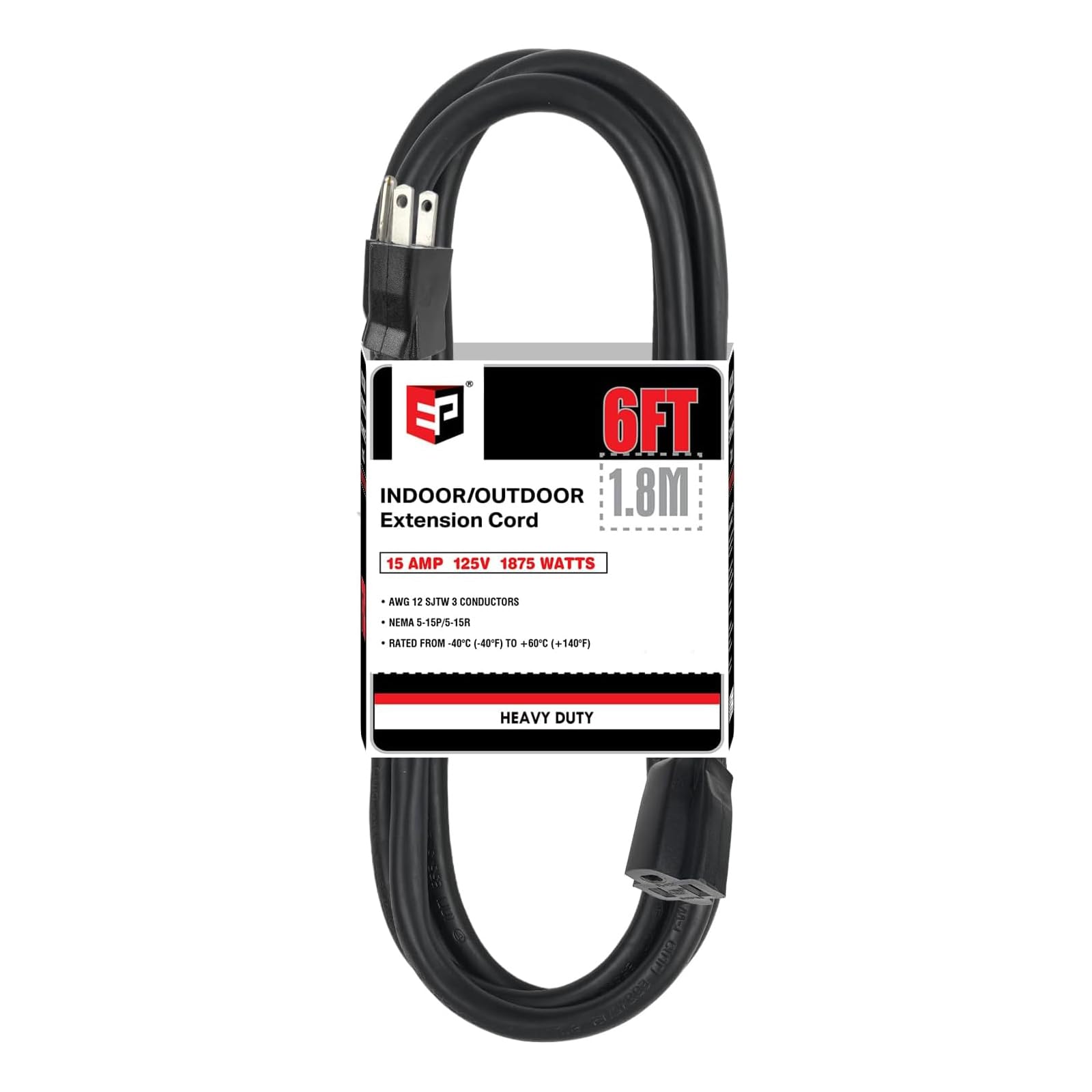 EP 6 ft outdoor extension cord with 12/3 SJTW for versatile outdoor power