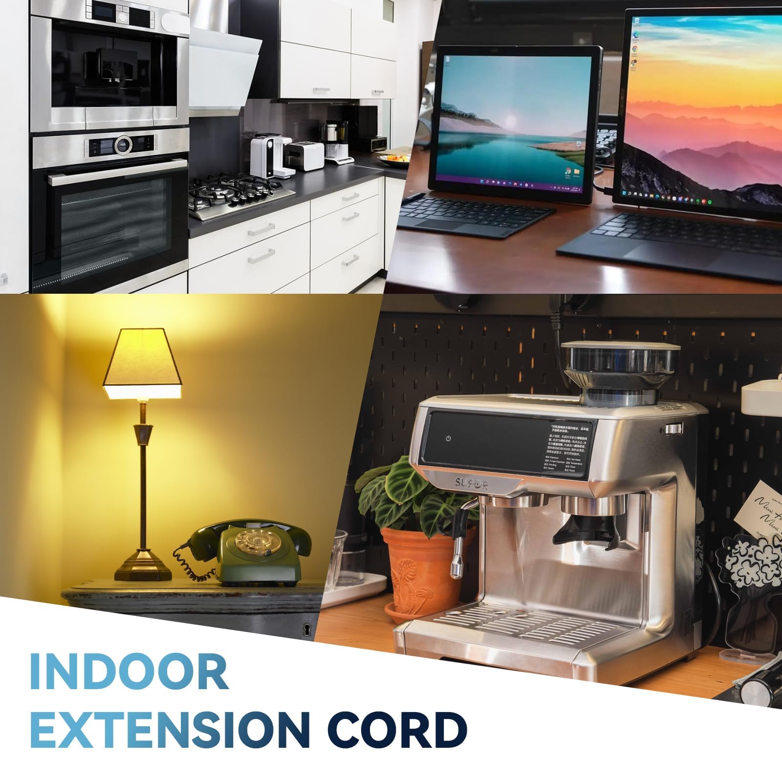 EP heavy-duty extension cord suitable for air conditioners, refrigerators, washers, and more.