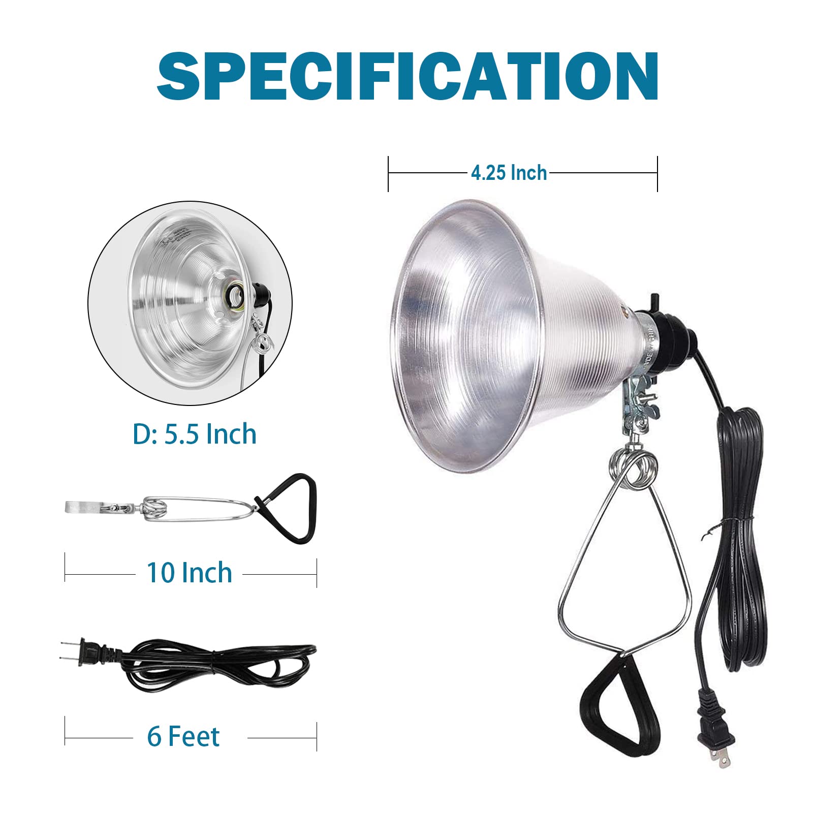 EP Clamp Lamp uses E26 socket and supports up to 60W bulbs