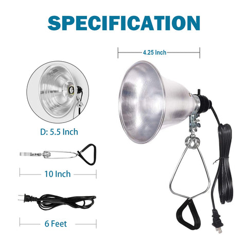 EP Clamp Lamp uses E26 socket and supports up to 60W bulbs