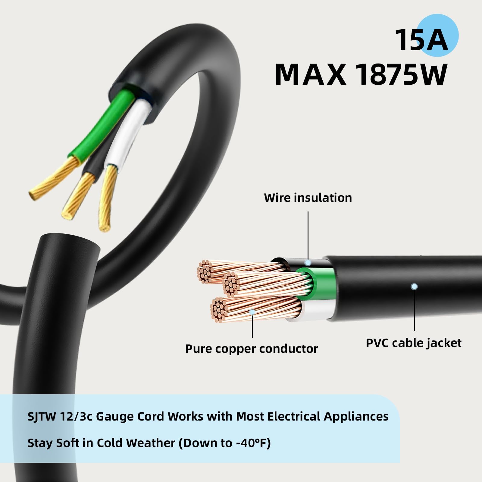 EP heavy-duty cord ready for garden tools and holiday lighting setups
