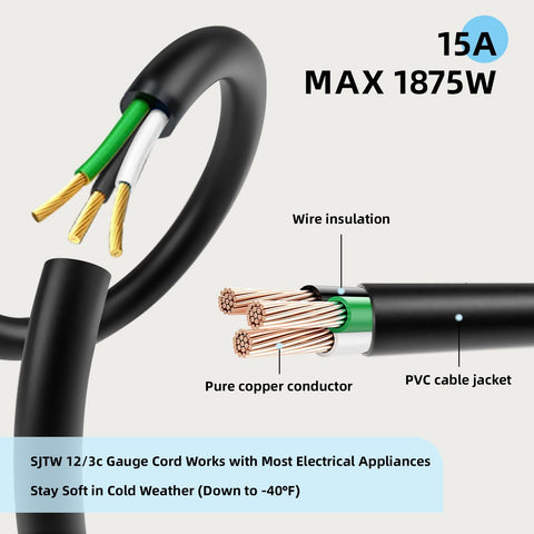 EP extension cord ideal for lawn mower, holiday lights, and garden tools