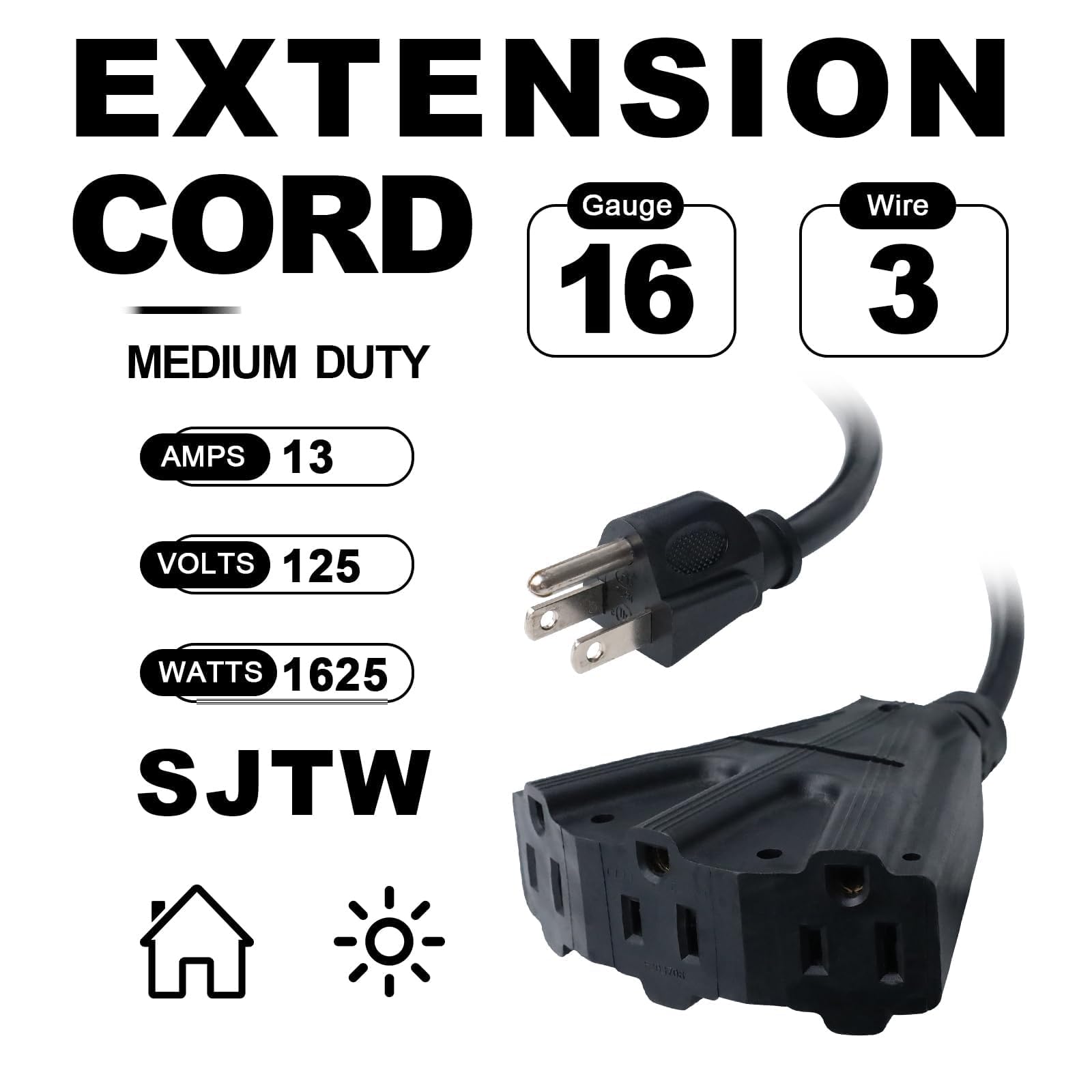 EP outdoor extension cord 3-prong grounded plug for safe power access to tools.