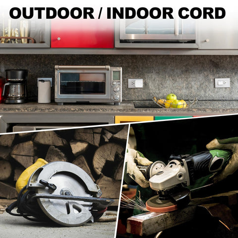 EP outdoor extension cord ideal for Christmas lights and garden tools in yards.