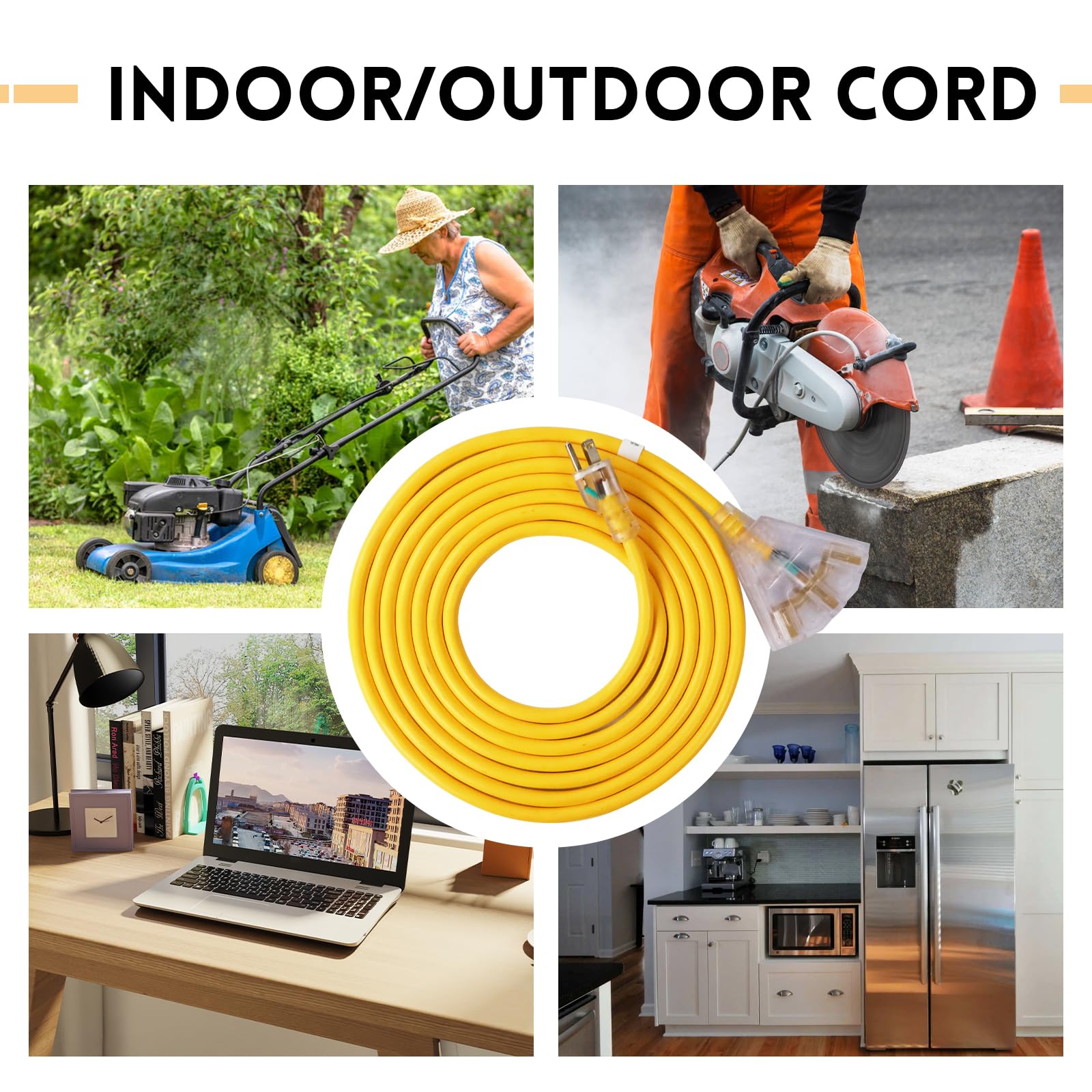 EP outdoor extension cord with high visibility yellow color for safety