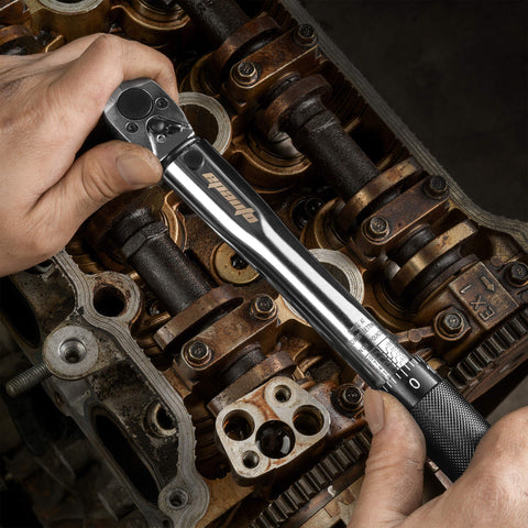 EPAuto torque wrench with knurled non-slip grip for firm control.
