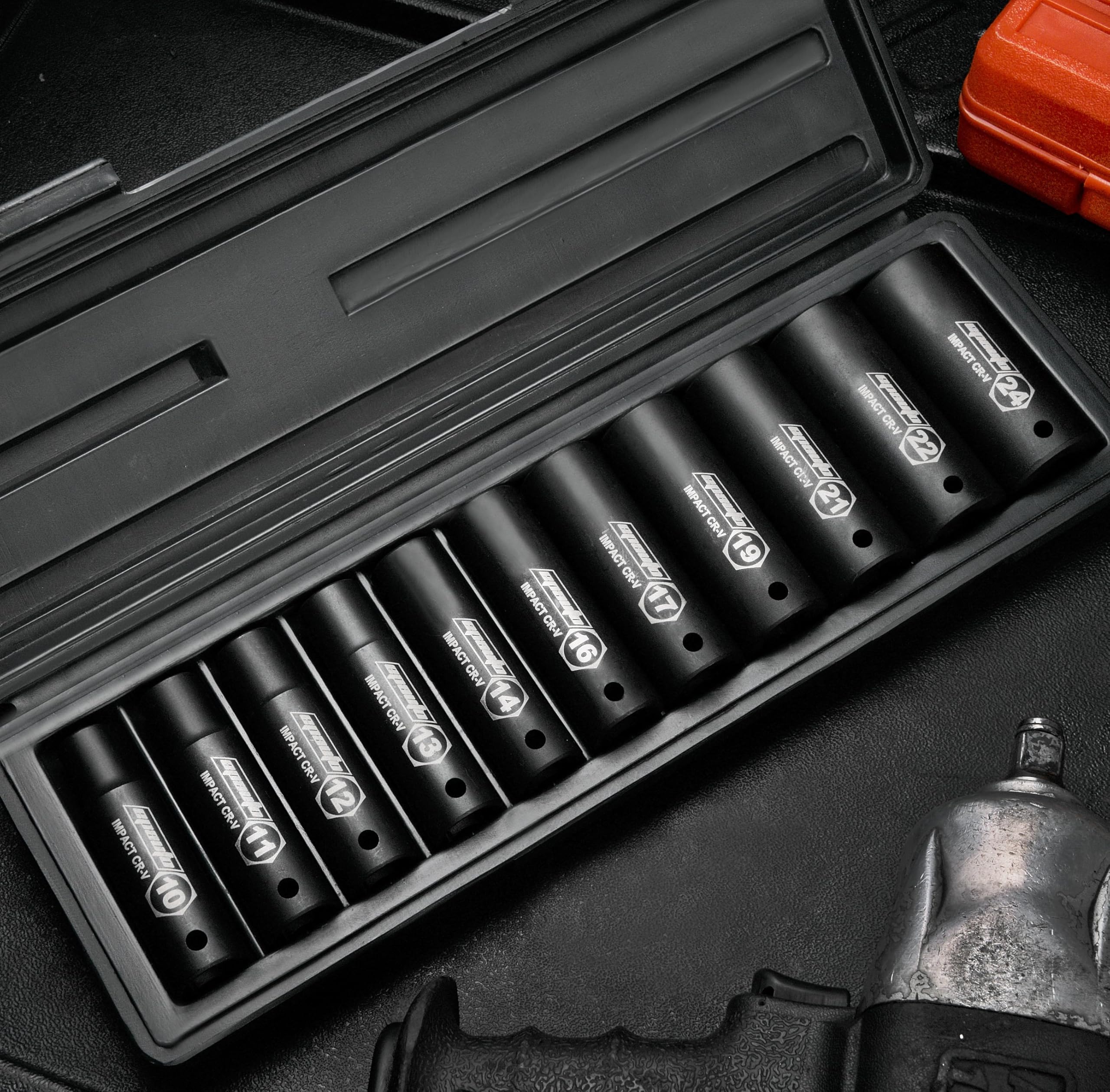 EPAuto 11-piece metric set highlights six-point sockets for high torque.