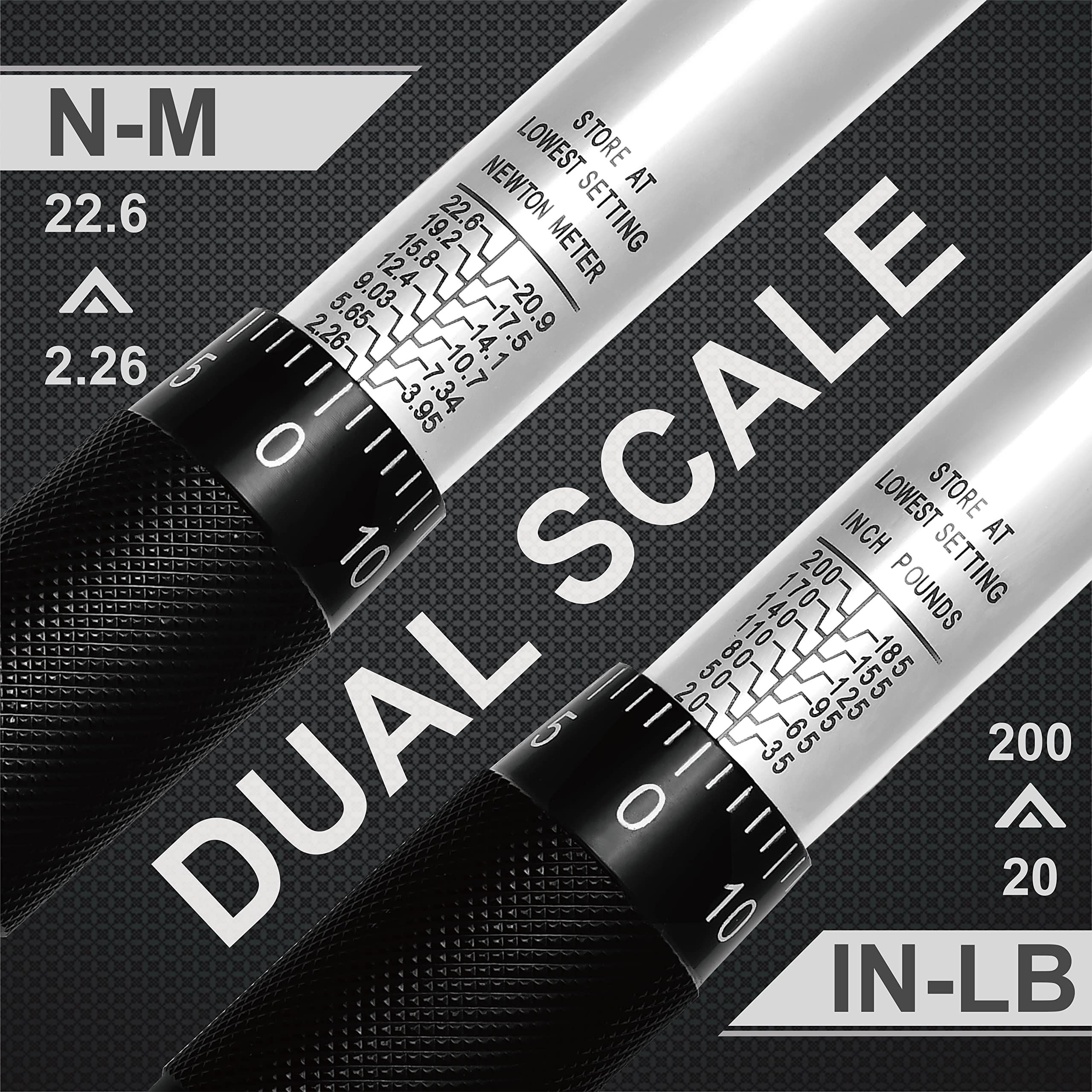 EPAuto 1/4-inch torque scale with high contrast for quick readings.