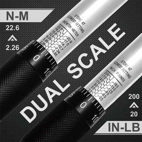 EPAuto 1/4-inch torque scale with high contrast for quick readings.
