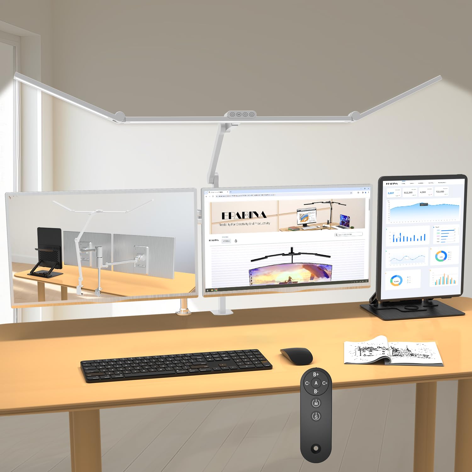 EPABINA 36W desk lamp with clamp illuminates your workstation evenly for focused tasks