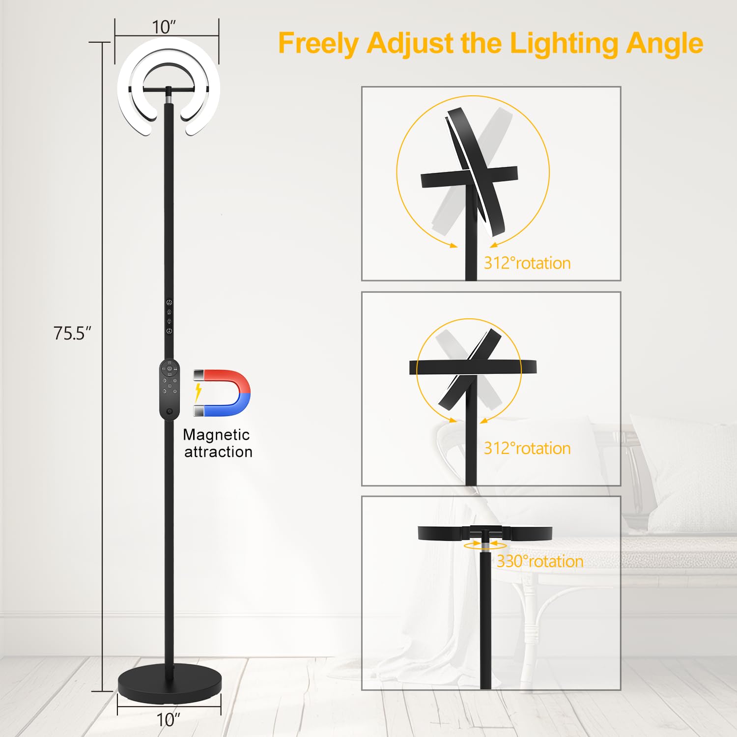 EPABINA floor lamp inner light angle for reading task lighting