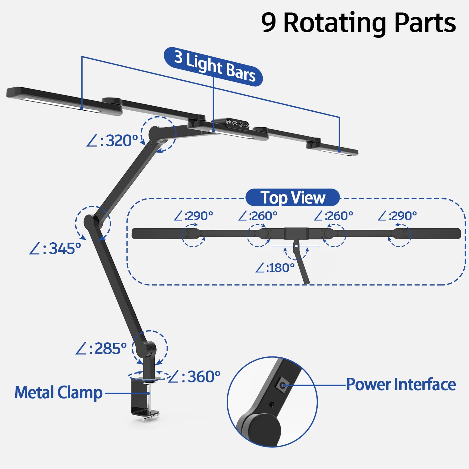 EPABINA LED office lamp showing touch control panel for easy adjustments