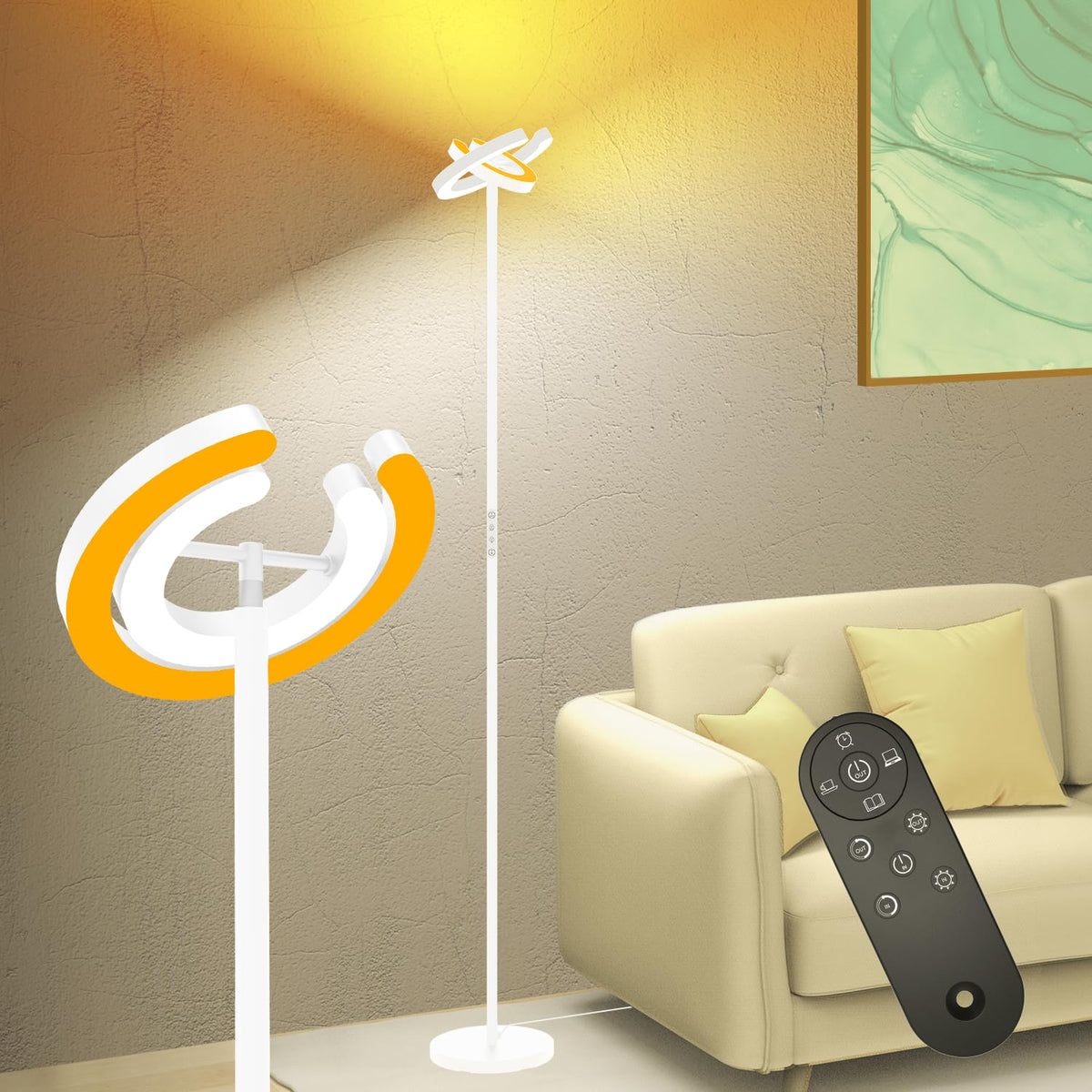 EPABINA torchiere outer light rotates for customizable ambient lighting