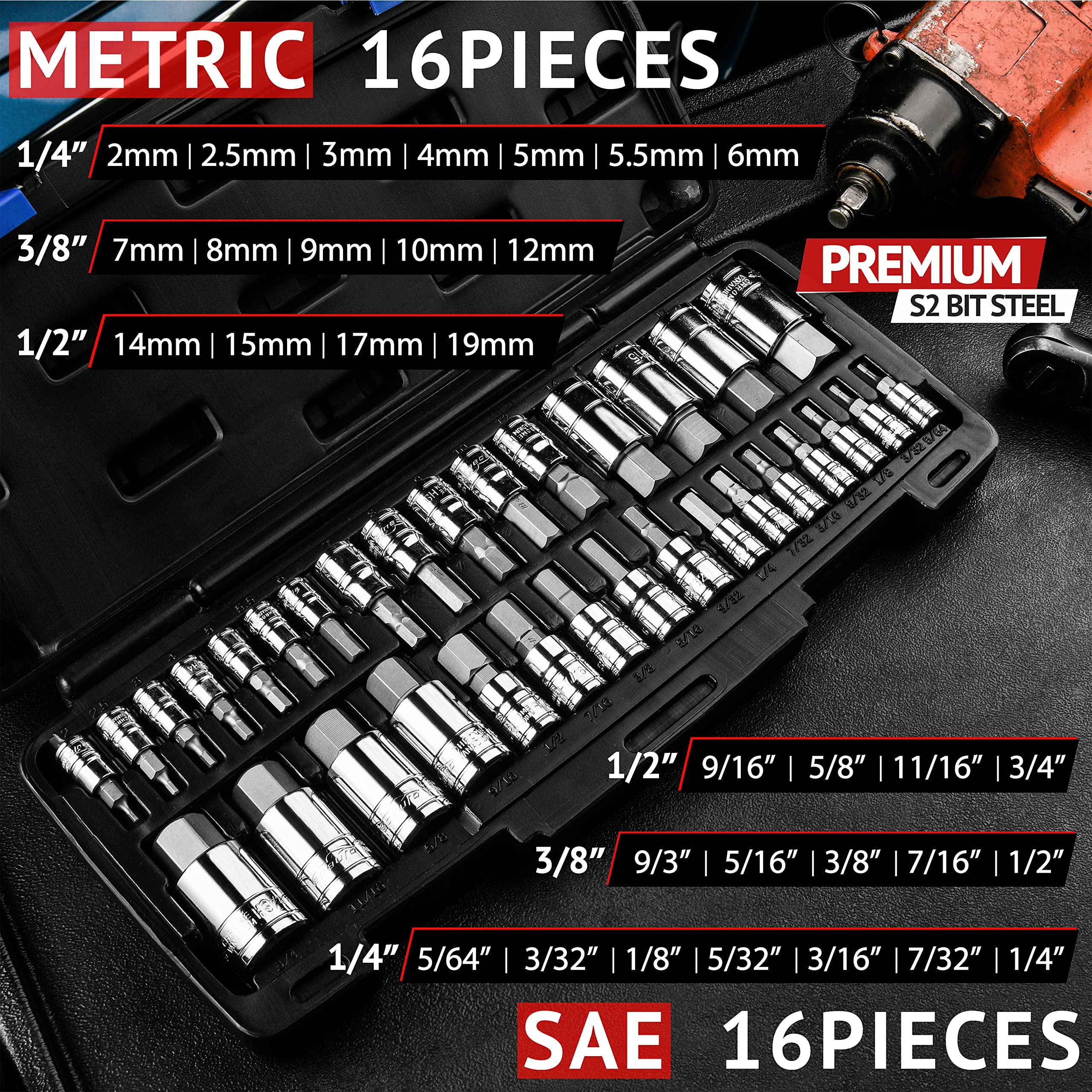 EPAuto hardened S2 alloy steel bits for durable performance.