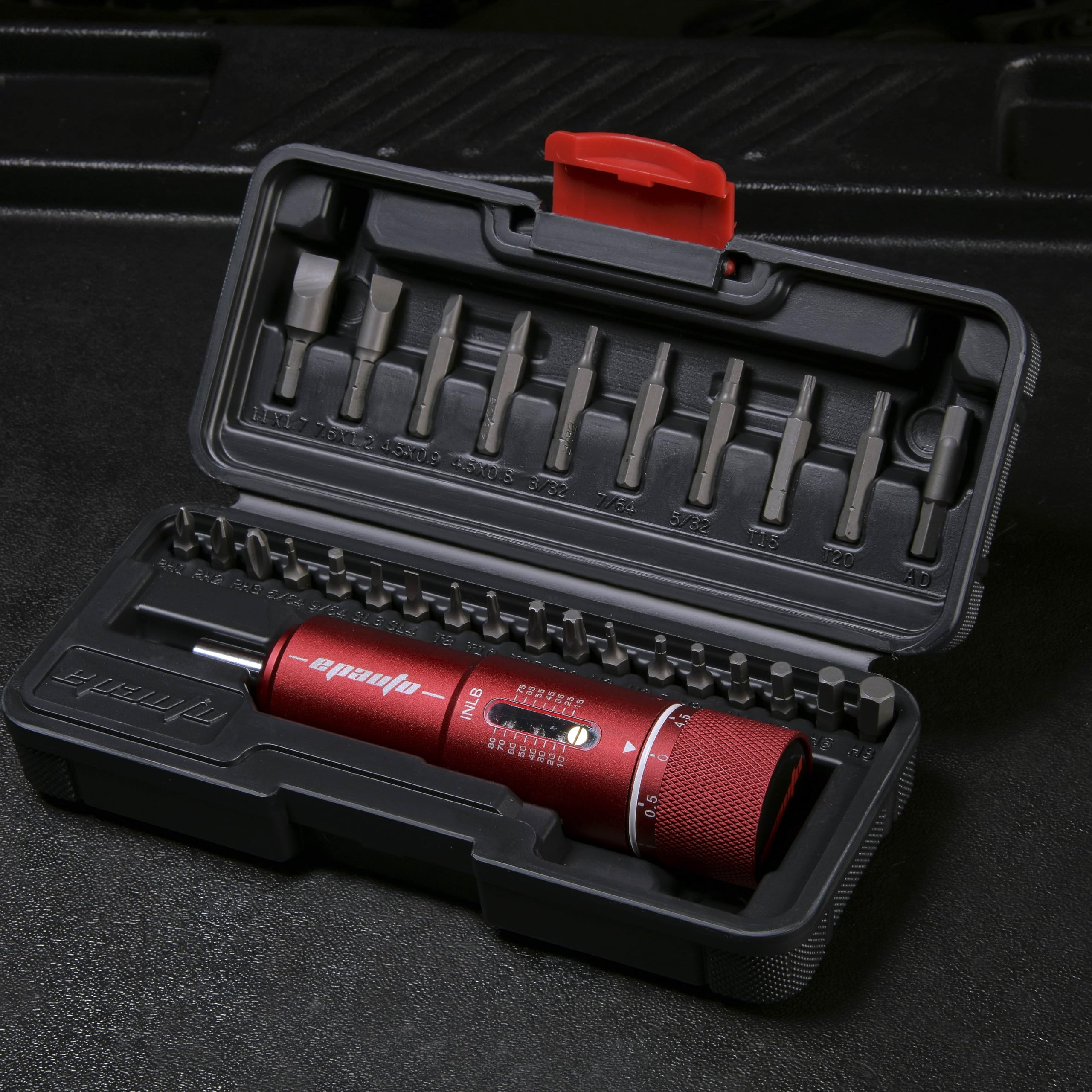 EPAuto torque wrench showing click feedback and 10-80 in-lb range