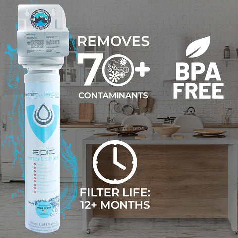 Epic Smart Shield inline-filter connections demonstrate reliable purification at the kitchen tap