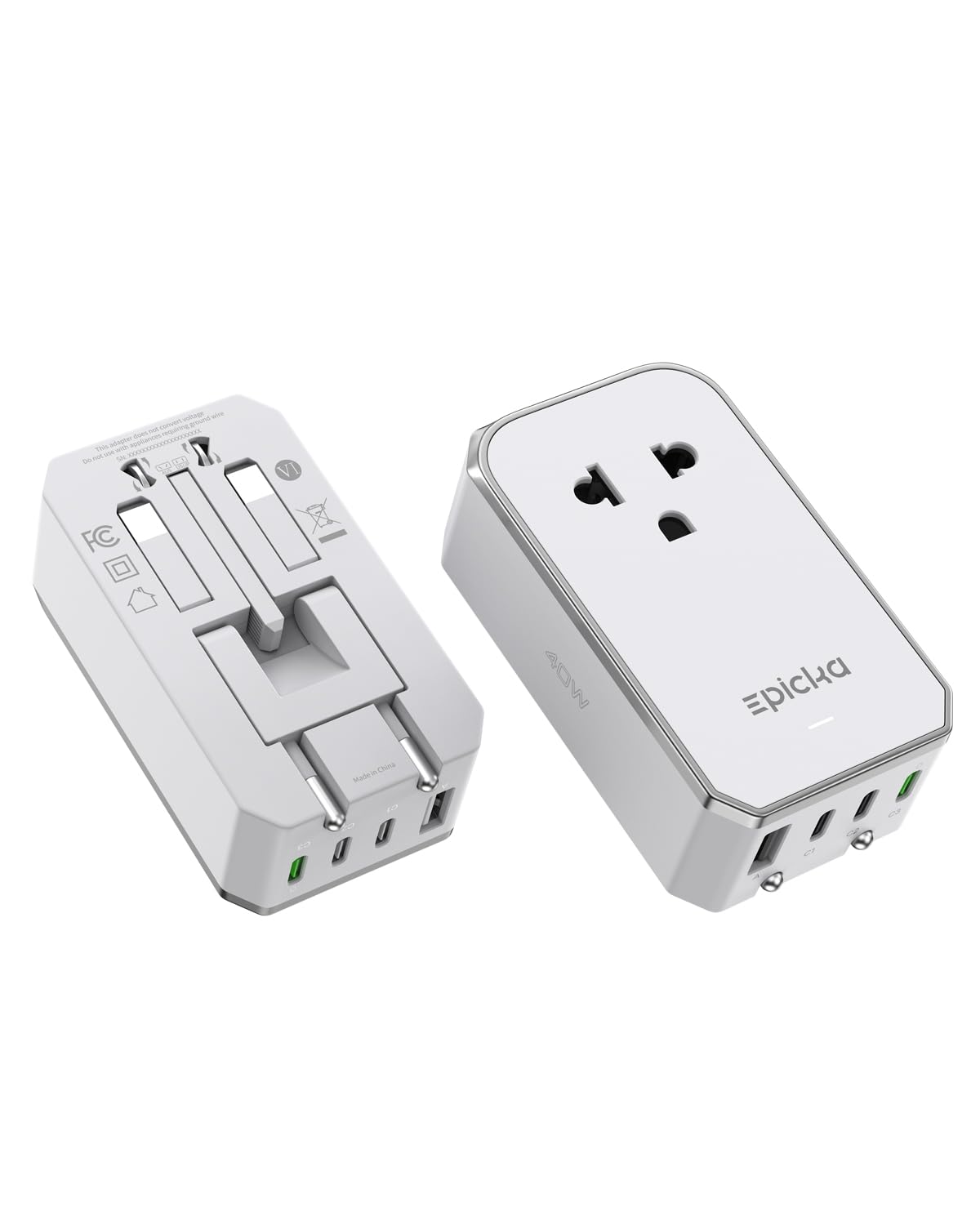 EPICKA Air 40W travel adapter with folded prongs for compact packing