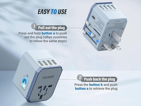 EPICKA TA-105 four USB-A ports for simultaneous charging.