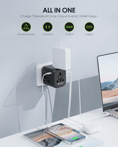 EPICKA TA-205 dual outlets for US and international plugs.