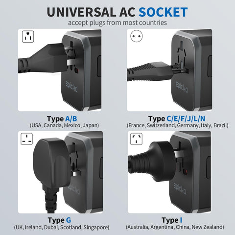 EPICKA TA105C supports EU UK US AU plugs for worldwide compatibility.