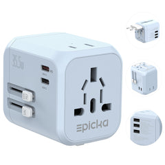 EPICKA TA-205 front view, compact travel adapter for worldwide charging
