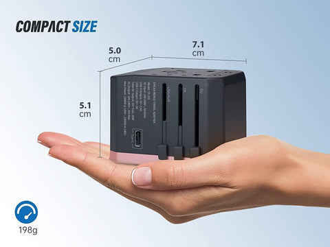 epicka universal travel adapter rose gold EU plug for European journeys