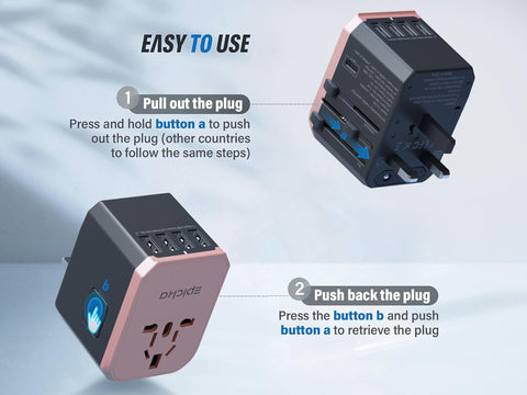 epicka universal travel adapter rose gold UK plug for UK travel