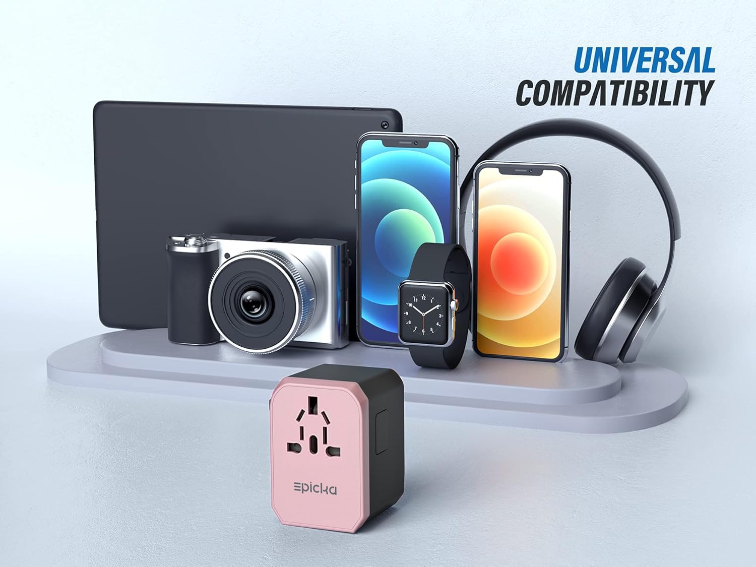 epicka universal travel adapter rose gold USA plug for North America trips