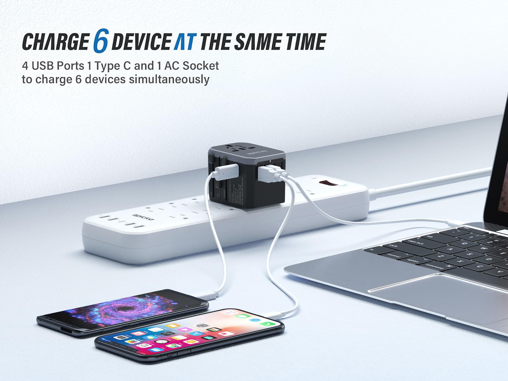 EPICKA adapter USB ports visible for quick multi-device charging on the go.