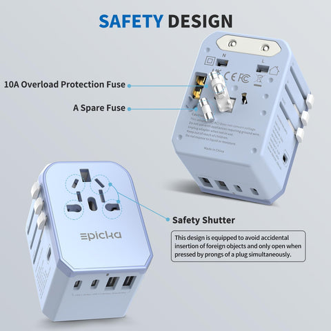 EPICKA TA-105C adapter handles compatible devices safely during trips.