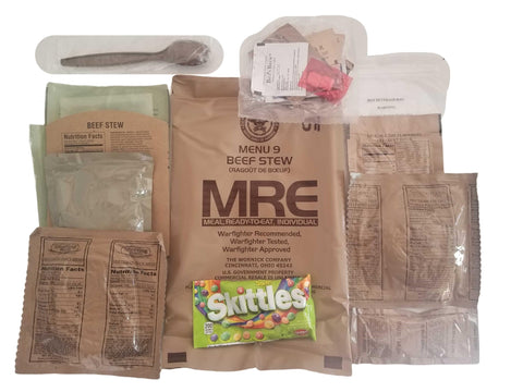 EPIDEMIC PROOF USGI MRE FRH inside, compact packaging ideal for field meals.