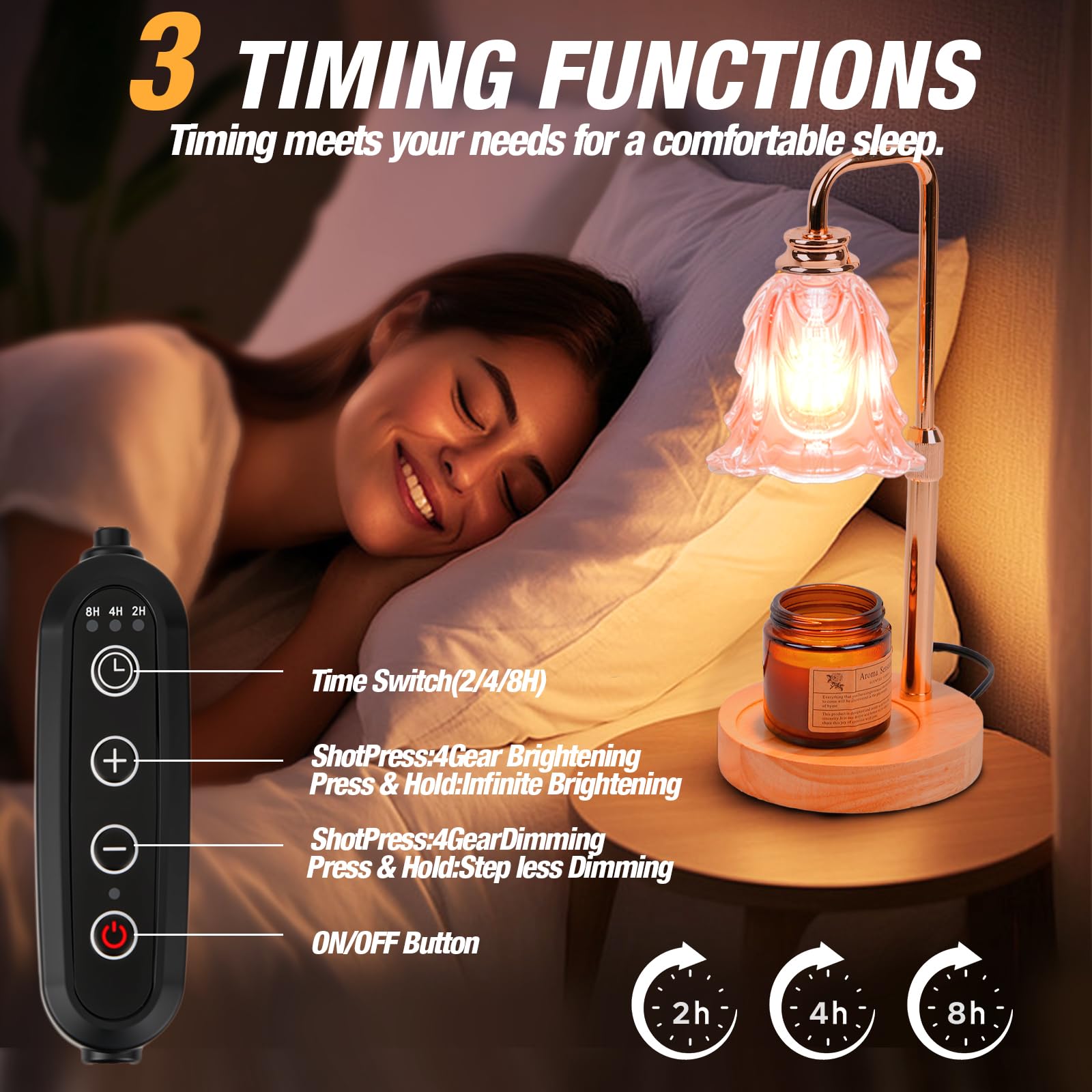 EPIMA candle warmer lamp with anti-glare glass shade for comfortable lighting