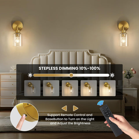 Epinl wall light with a brushed gold finish adds modern elegance.