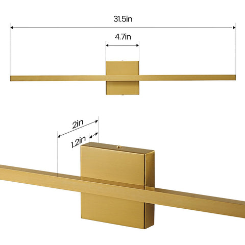 Epinl Gold vanity light with brushed metal body for modern style.