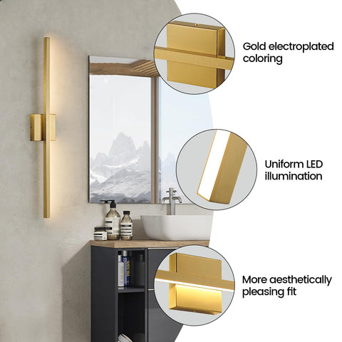 Epinl Gold vanity light dimmable panel enables flexible brightness.