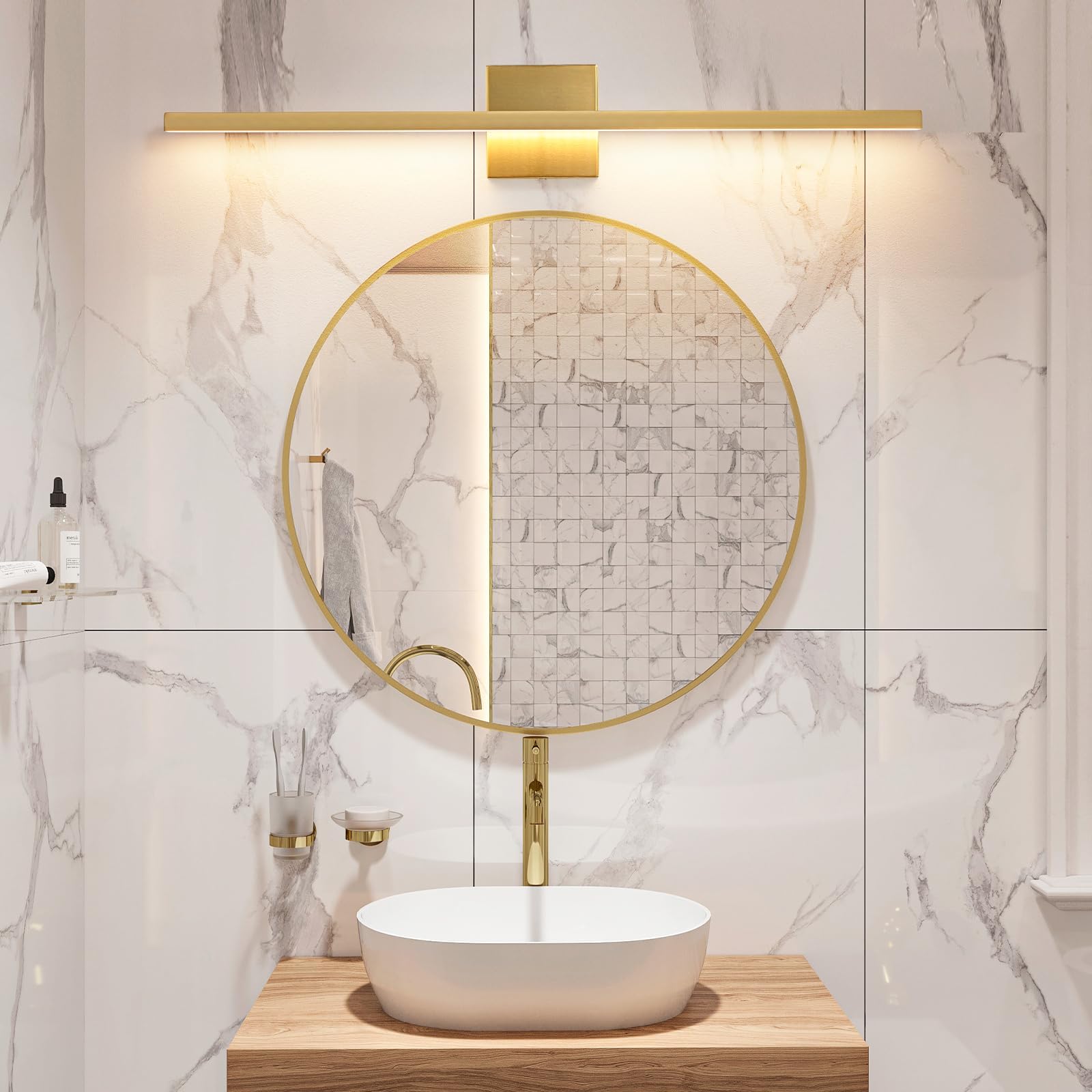 Epinl Gold vanity light energy-saving design reduces electricity use.