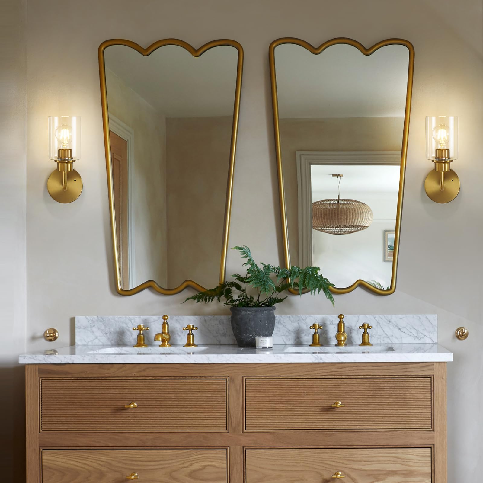 Reversible mounting options for up or down light projection with Epinl sconces.